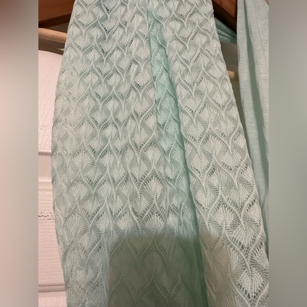 Mint green lace infinity scarf